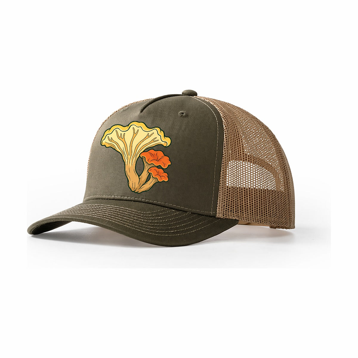 Chanterelle Cluster Foraging And Mycology Trucker Hat – Olive Khaki