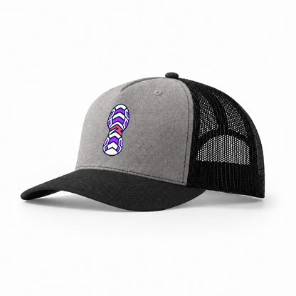 Chevron Sole 90S Running Clubs Trucker Hat – Grey Black