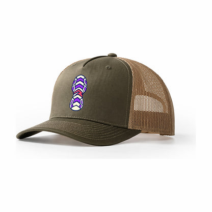 Chevron Sole 90S Running Clubs Trucker Hat – Olive Khaki