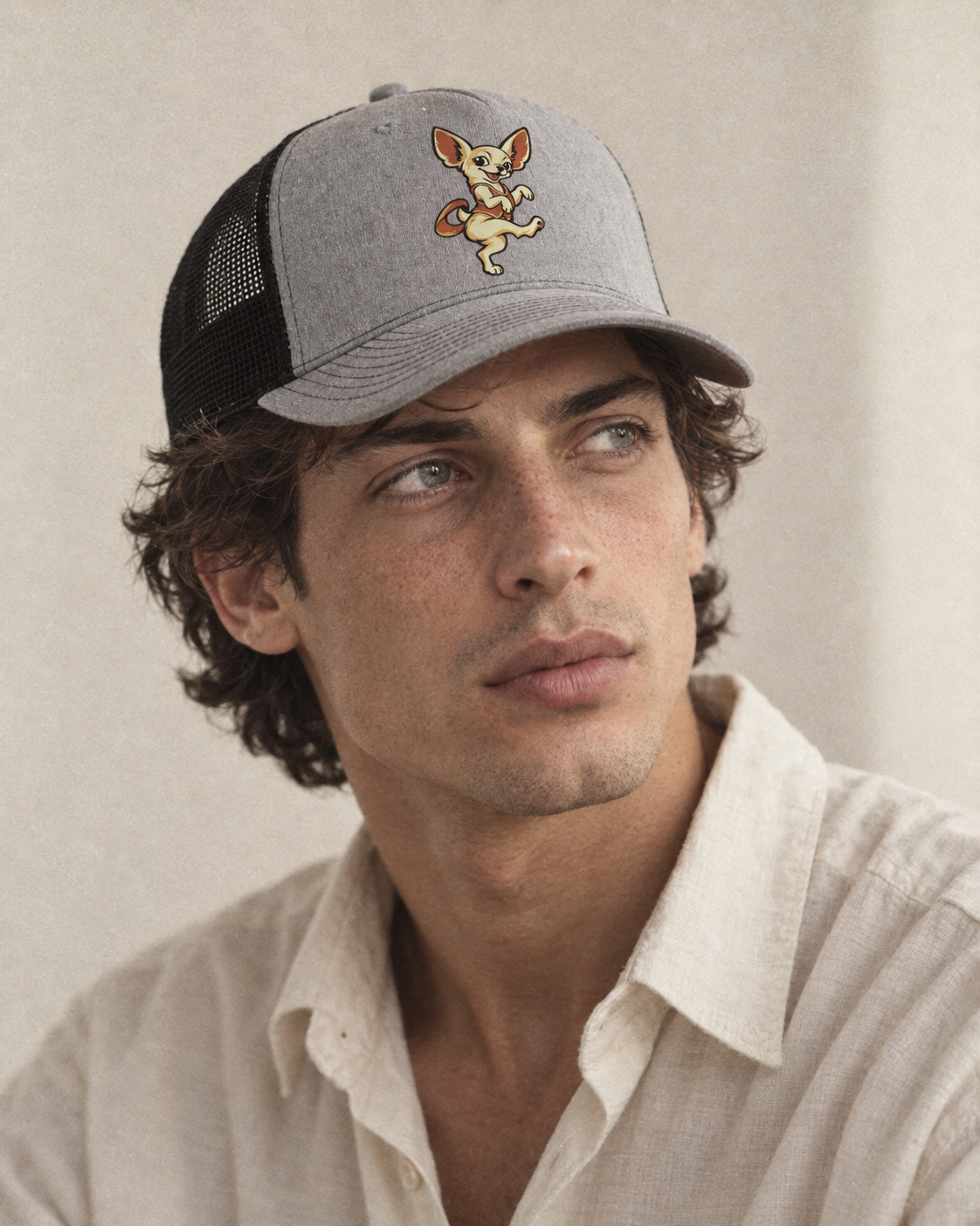 Model wearing the cap