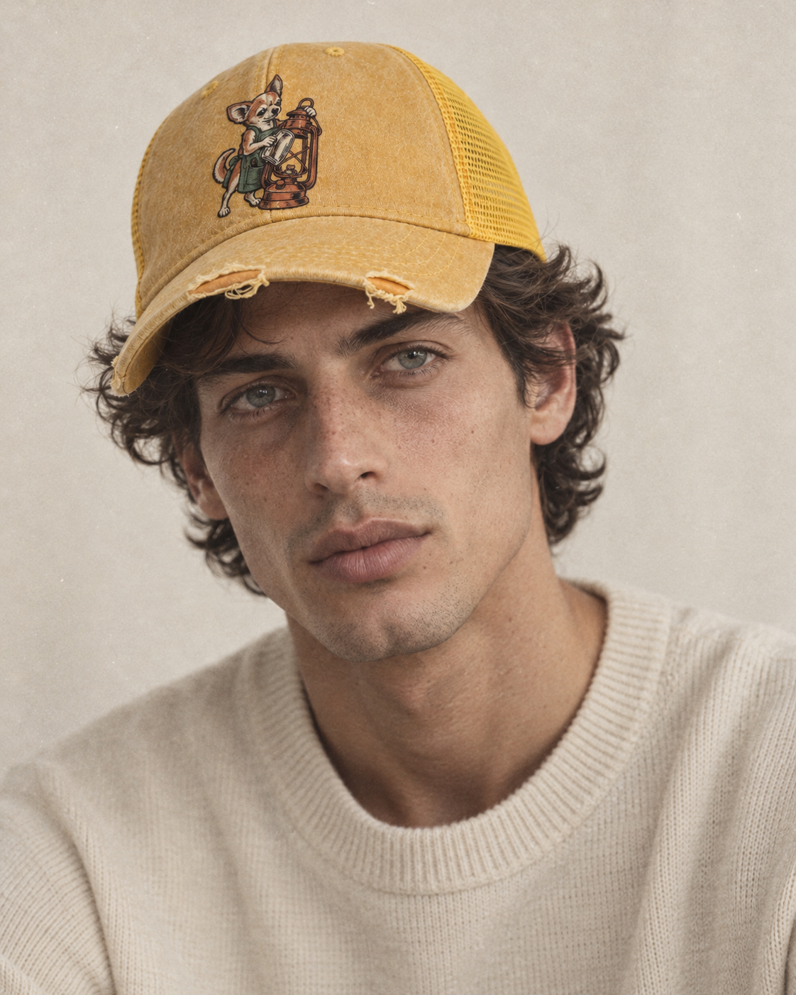 Model wearing the cap