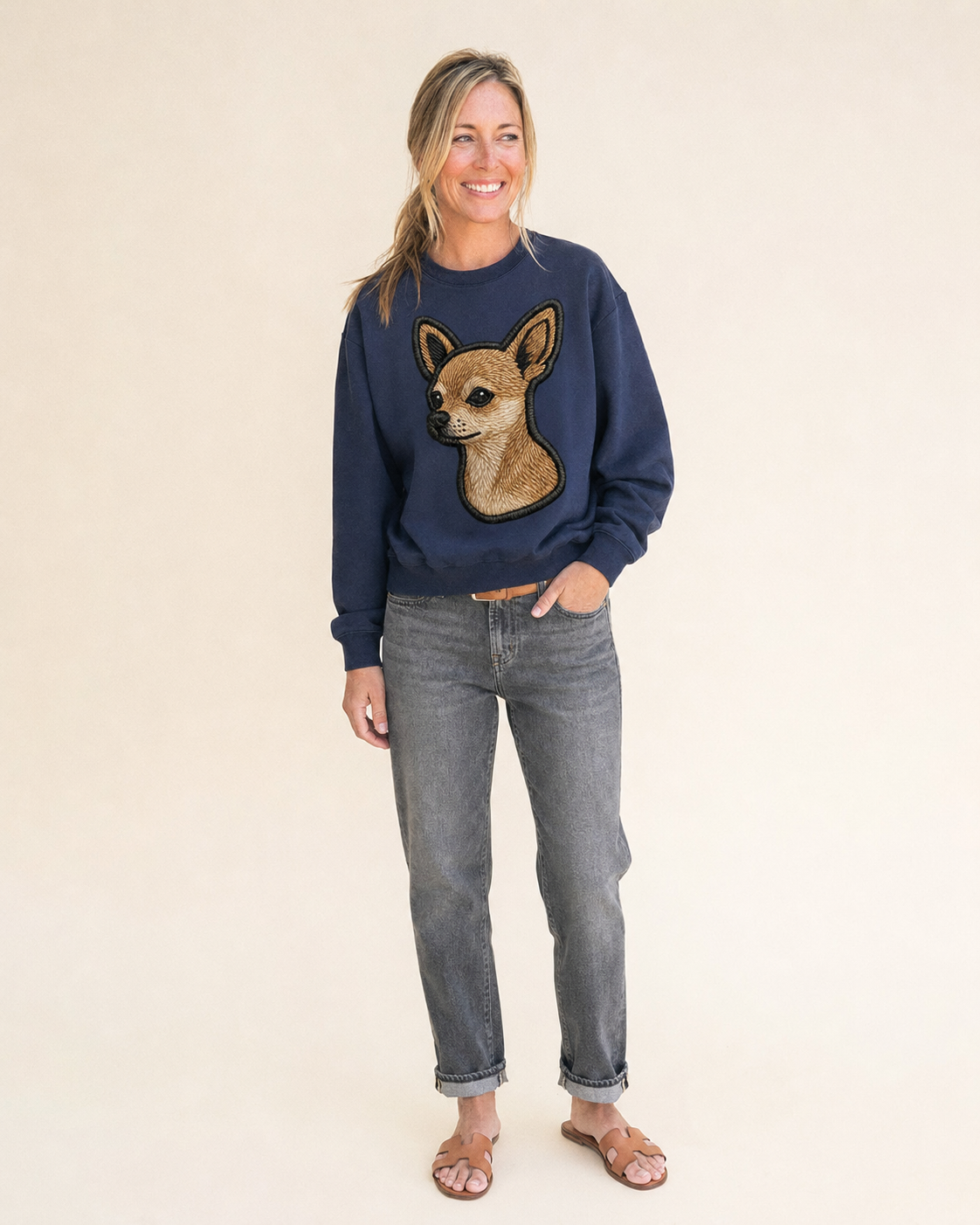 Chihuahua Logo Fleece Sweatshirt – studio model photo
