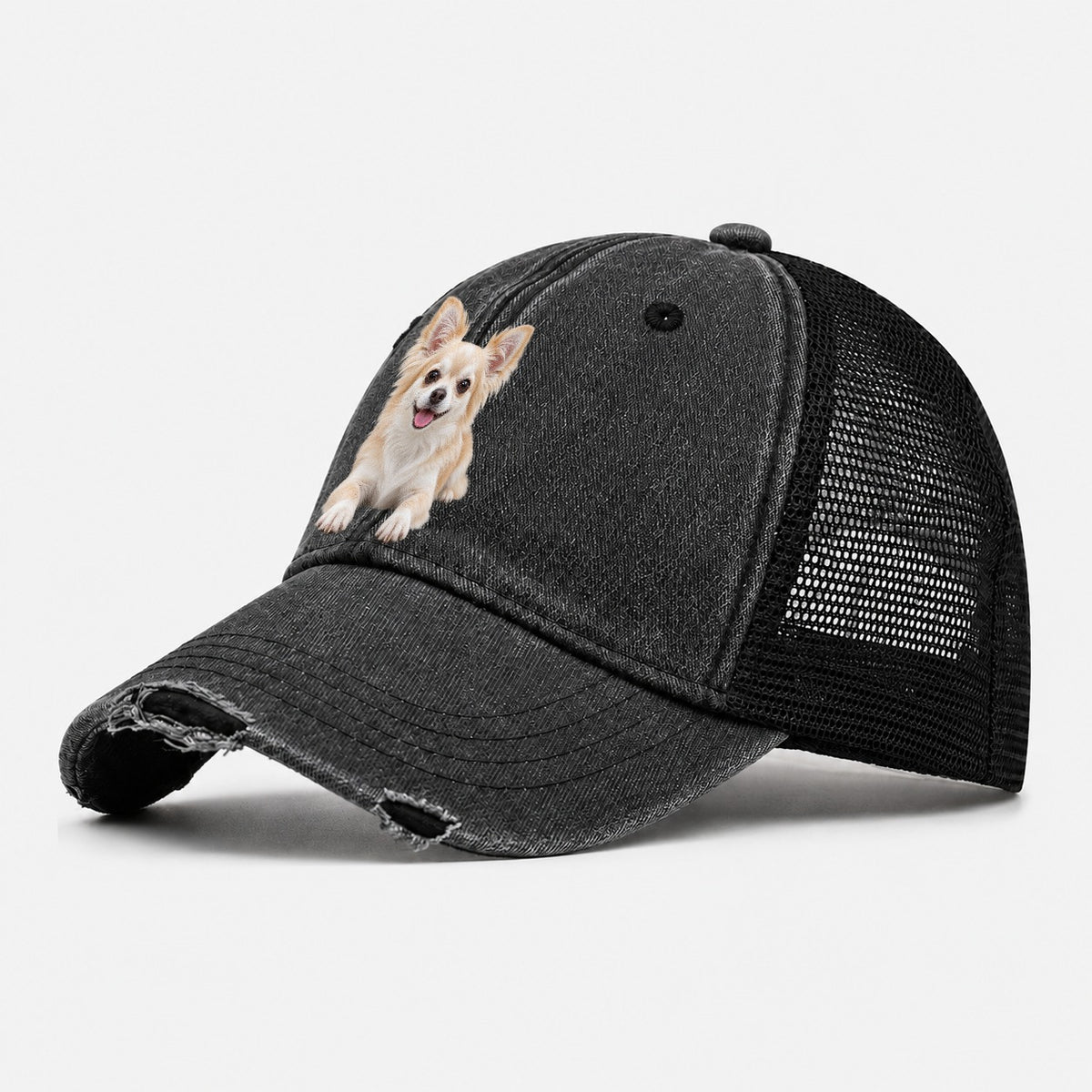 Chihuahua Lying Down Top Breeds Washed Trucker Hat – Black