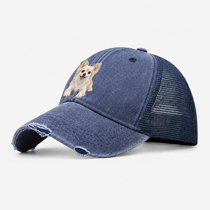 Chihuahua Lying Down Top Breeds Washed Trucker Hat – Navy