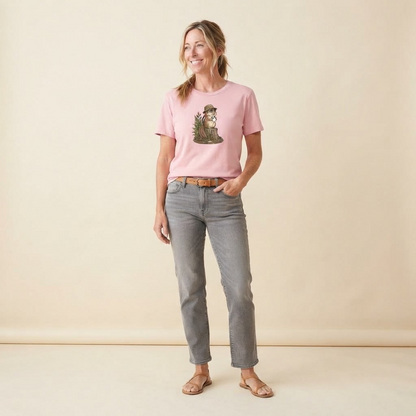 Chipmunk Pocket Coffee Slow Camp Club Classic T-shirt – studio model photo