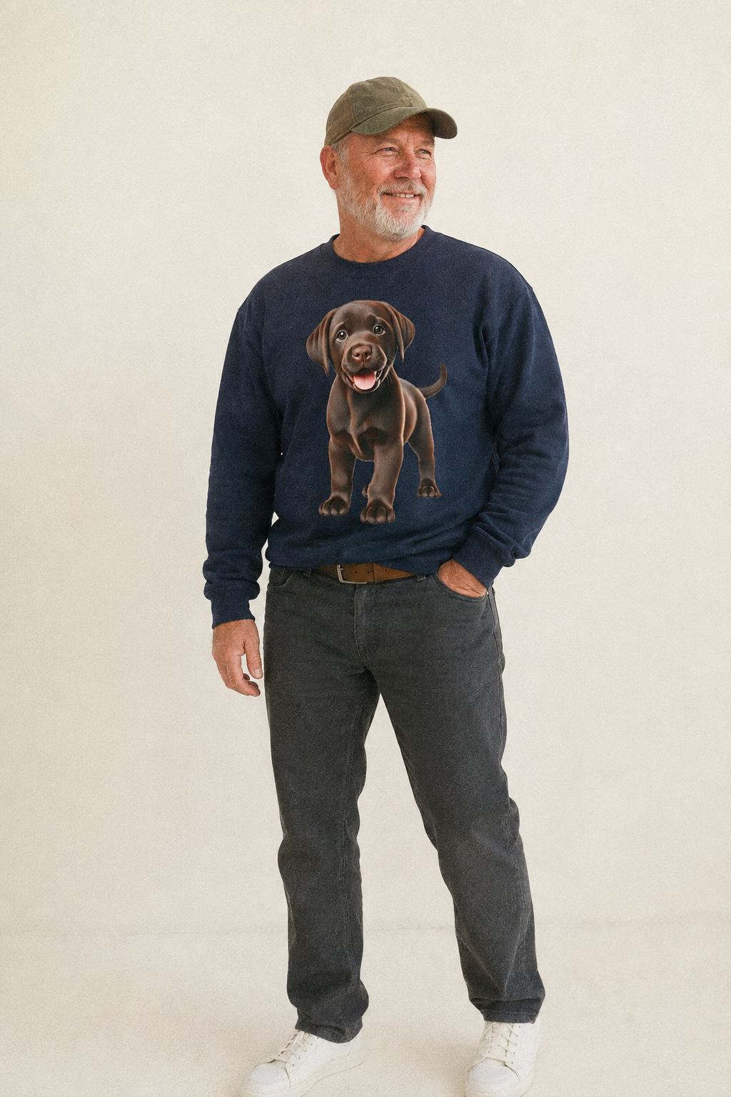 Chocolate Labrador Fleece Sweatshirt – studio model photo