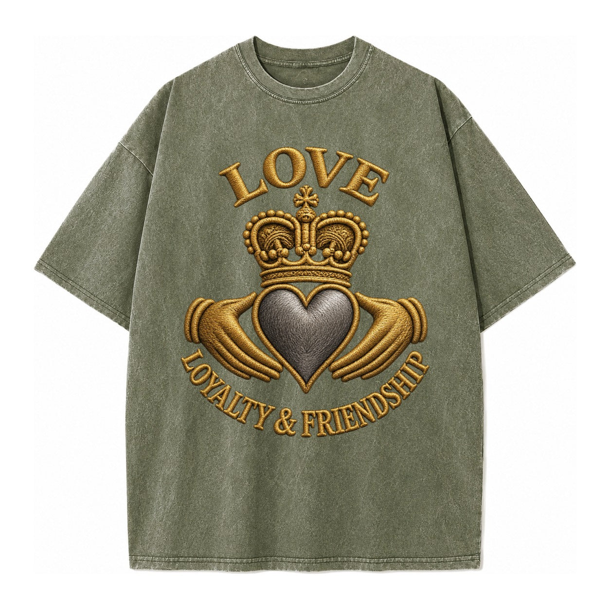 Claddagh Symbol  - Vintage T-shirt – Army Green