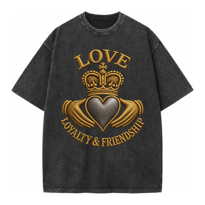 Claddagh Symbol  - Vintage T-shirt – Black