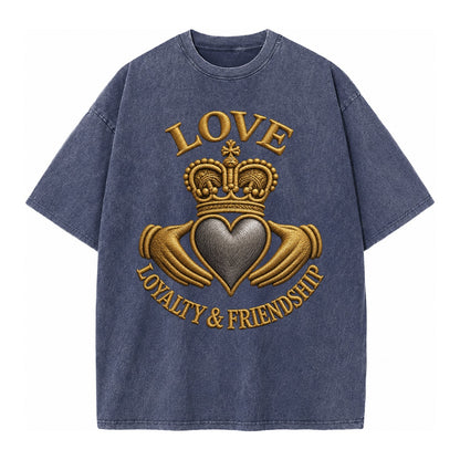 Claddagh Symbol  - Vintage T-shirt – Blue