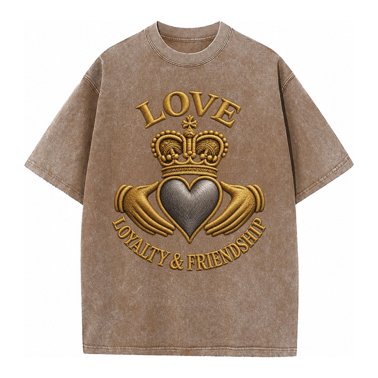 Claddagh Symbol  - Vintage T-shirt – Brown