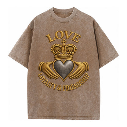 Claddagh Symbol  - Vintage T-shirt – Brown