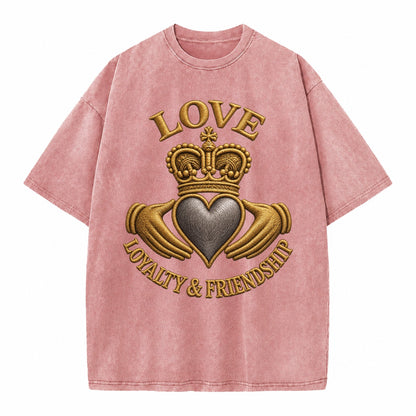 Claddagh Symbol  - Vintage T-shirt – Dusty Rose(Rose)