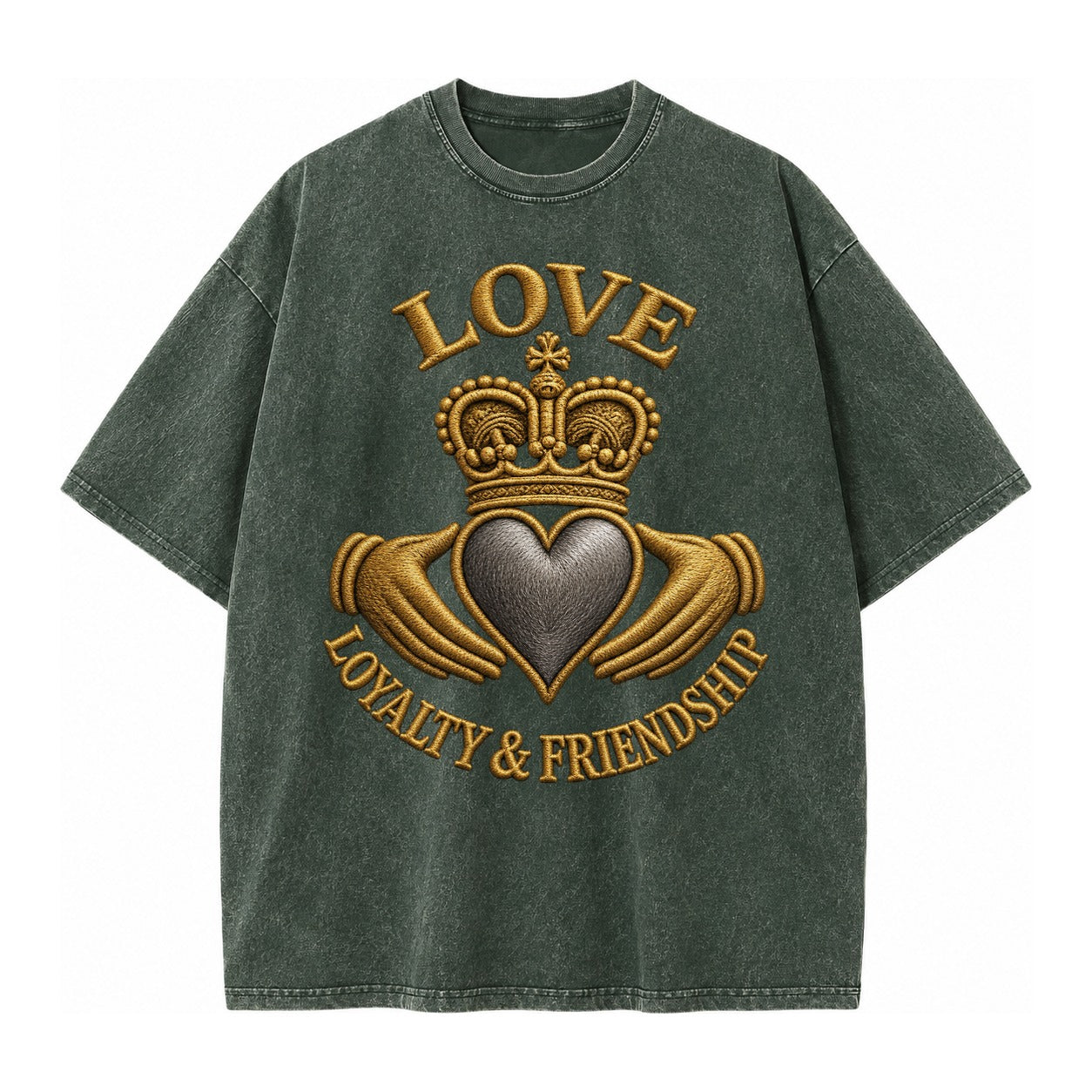 Claddagh Symbol  - Vintage T-shirt – Forest Mist(Green)