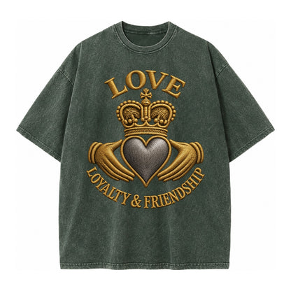 Claddagh Symbol  - Vintage T-shirt – Forest Mist(Green)
