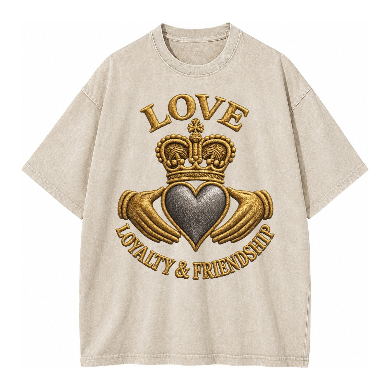 Claddagh Symbol  - Vintage T-shirt – Off White