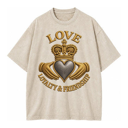Claddagh Symbol  - Vintage T-shirt – Off White