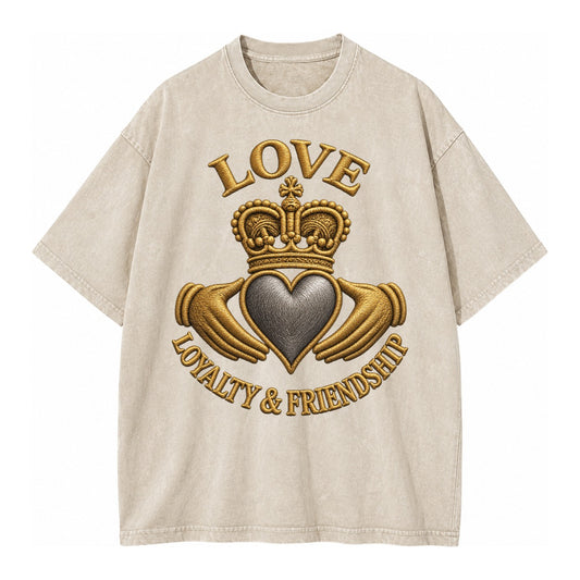 Claddagh Symbol  - Vintage T-shirt – Off White