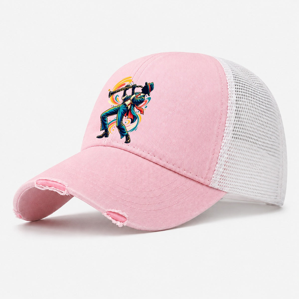 Clarinet Icon Music Instruments Washed Trucker Hat – Light Pink