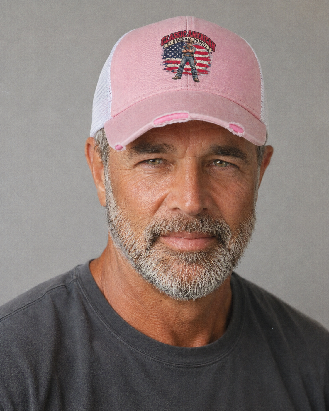 Studio model wearing the hat