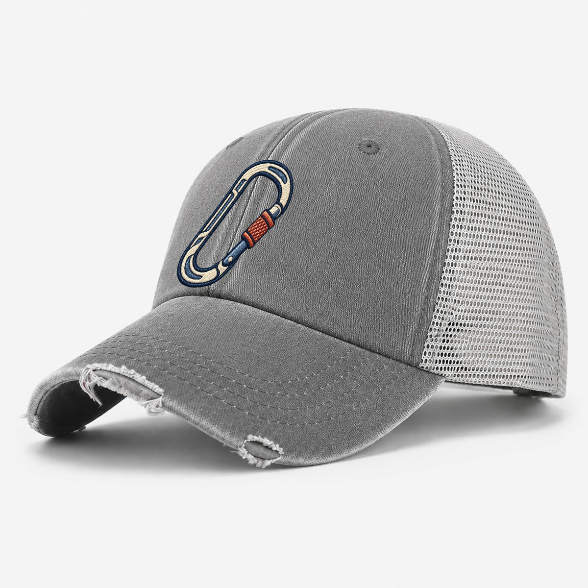 Climbing Carabiner Tiny Solo Marks Washed Trucker Hat – Grey