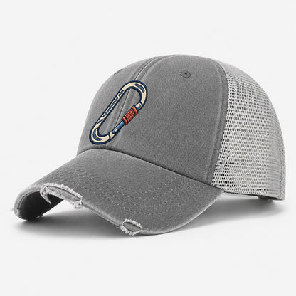 Climbing Carabiner Tiny Solo Marks Washed Trucker Hat – Grey