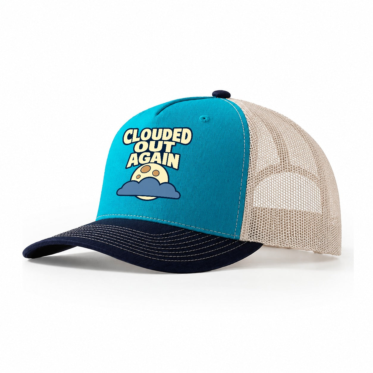 Clouded Out Again Astronomy And Stargazing Trucker Hat – Teal Navy