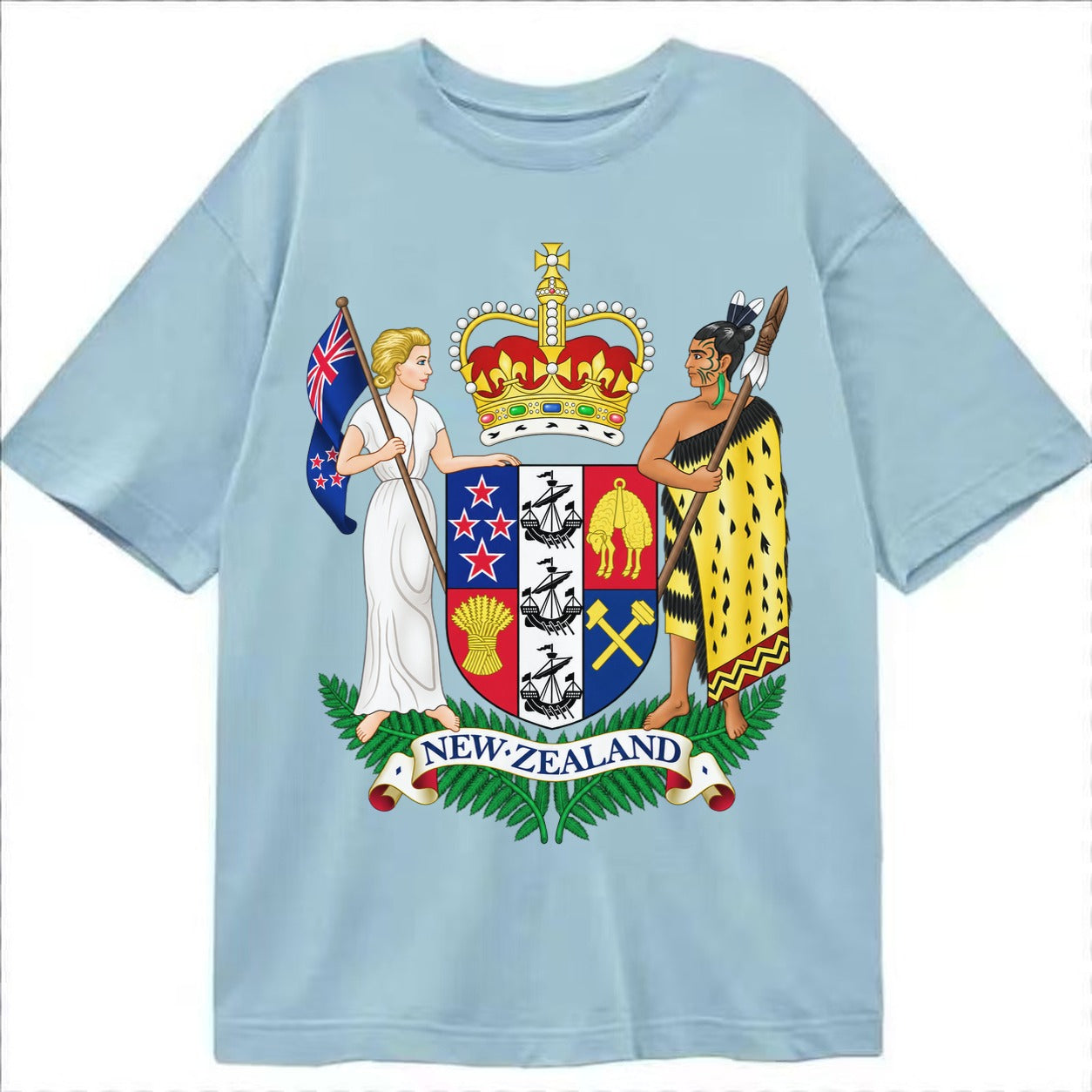 Coat Of Arms Of New Zealand - Classic T-shirt – Light Blue