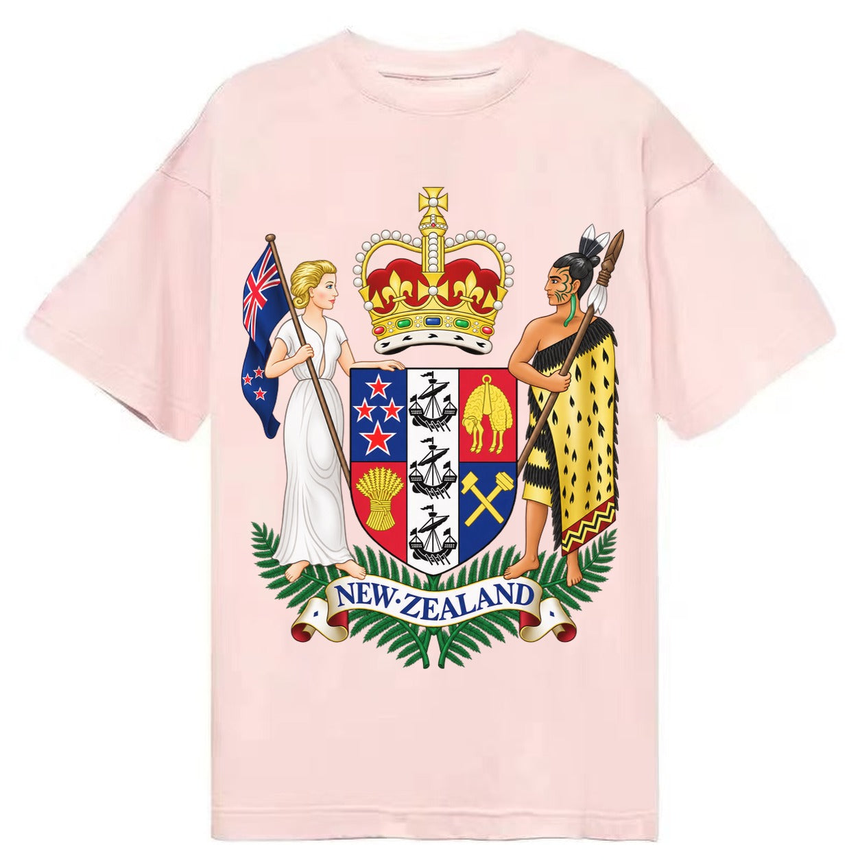 Coat Of Arms Of New Zealand - Classic T-shirt – Pink