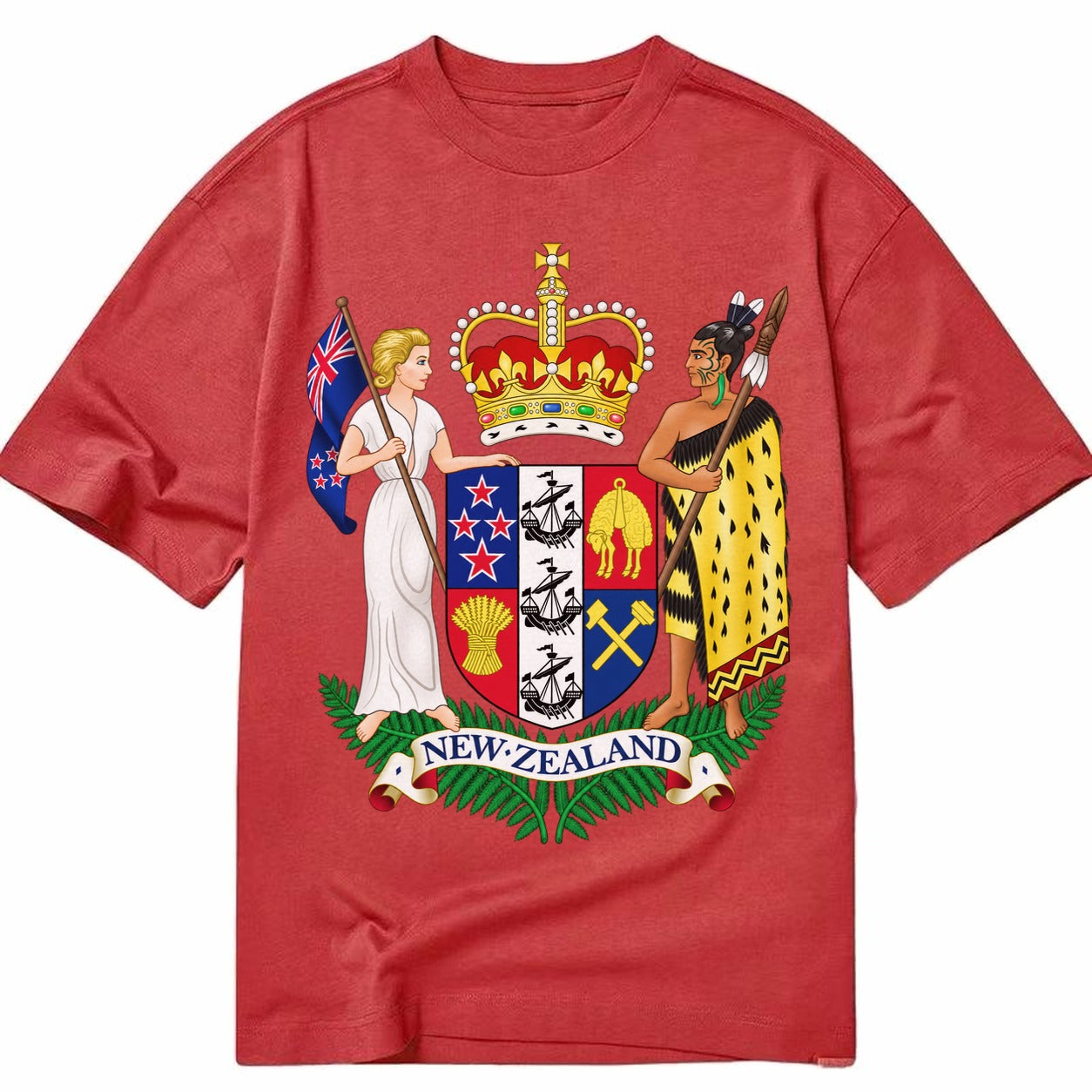 Coat Of Arms Of New Zealand - Classic T-shirt – Red