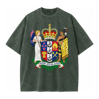 Coat Of Arms Of New Zealand - Vintage T-shirt – Forest Mist(Green)