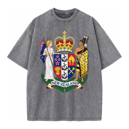 Coat Of Arms Of New Zealand - Vintage T-shirt – Grey
