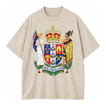 Coat Of Arms Of New Zealand - Vintage T-shirt – Off White