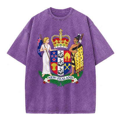 Coat Of Arms Of New Zealand - Vintage T-shirt – Purple
