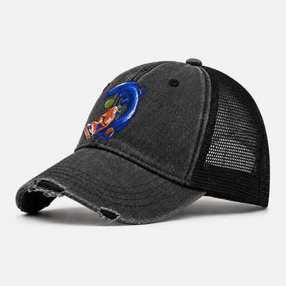 Cobalt Brush Wave Clay Color Makers Washed Trucker Hat – Black