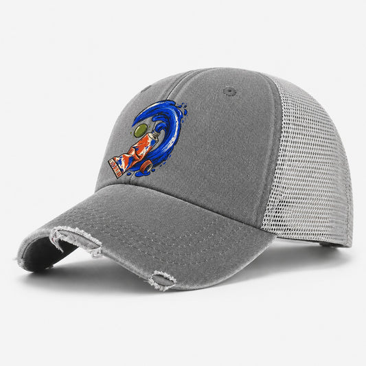 Cobalt Brush Wave Clay Color Makers Washed Trucker Hat – Grey