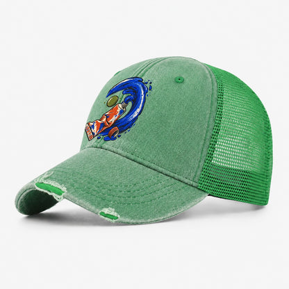 Cobalt Brush Wave Clay Color Makers Washed Trucker Hat – Ink Green