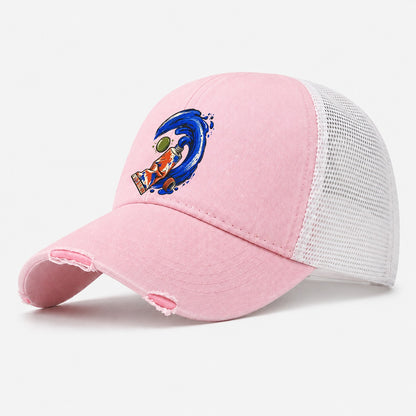 Cobalt Brush Wave Clay Color Makers Washed Trucker Hat – Light Pink