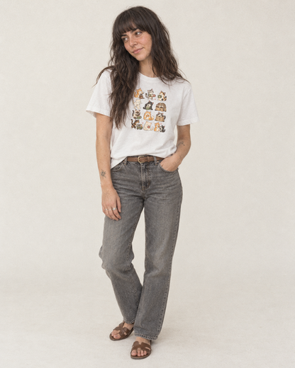 Coffee Break Cat Club Classic T-shirt – studio model photo