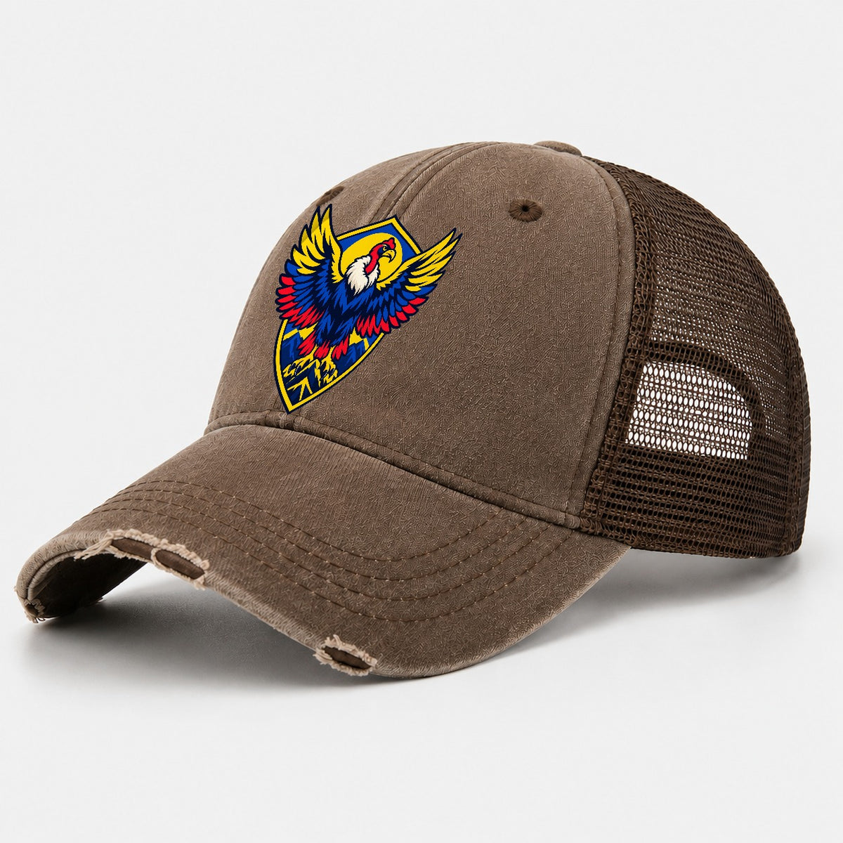 Colombia Minimal Emblem Country Logos Washed Trucker Hat – Coffee