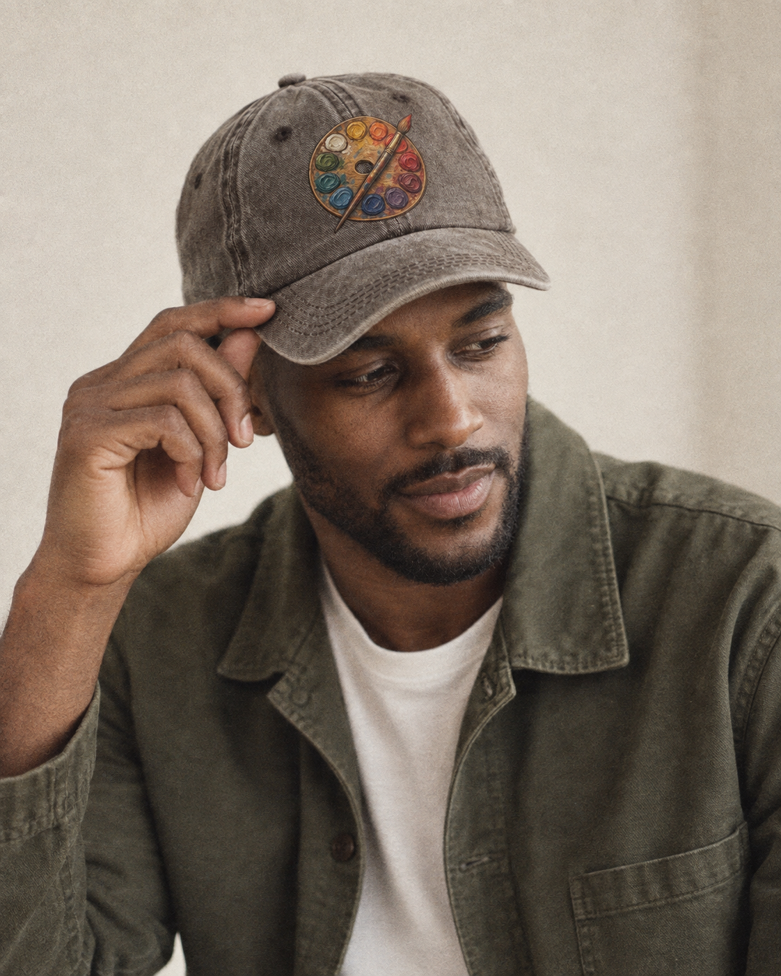 Model wearing the cap