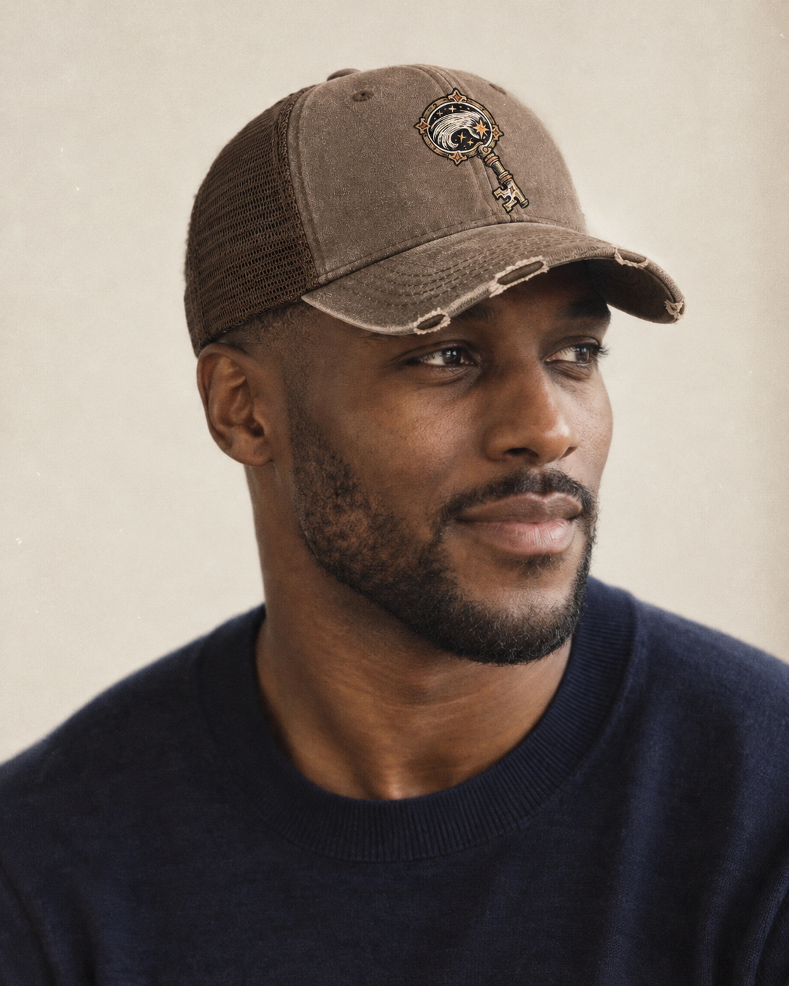 Model wearing the cap