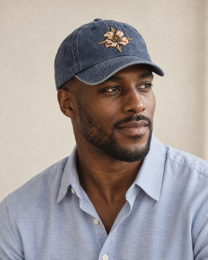 Model wearing the cap