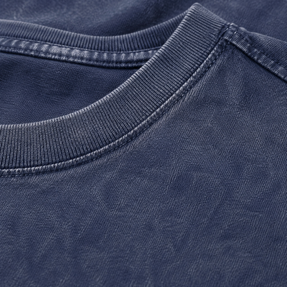 Cooking Chef Hat Toque Blanche With Crossed Spoons In Vintage T-shirt – blue fabric close-up