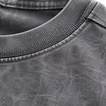 Cooking Chef Hat Toque Blanche With Crossed Spoons In Vintage T-shirt – grey fabric close-up