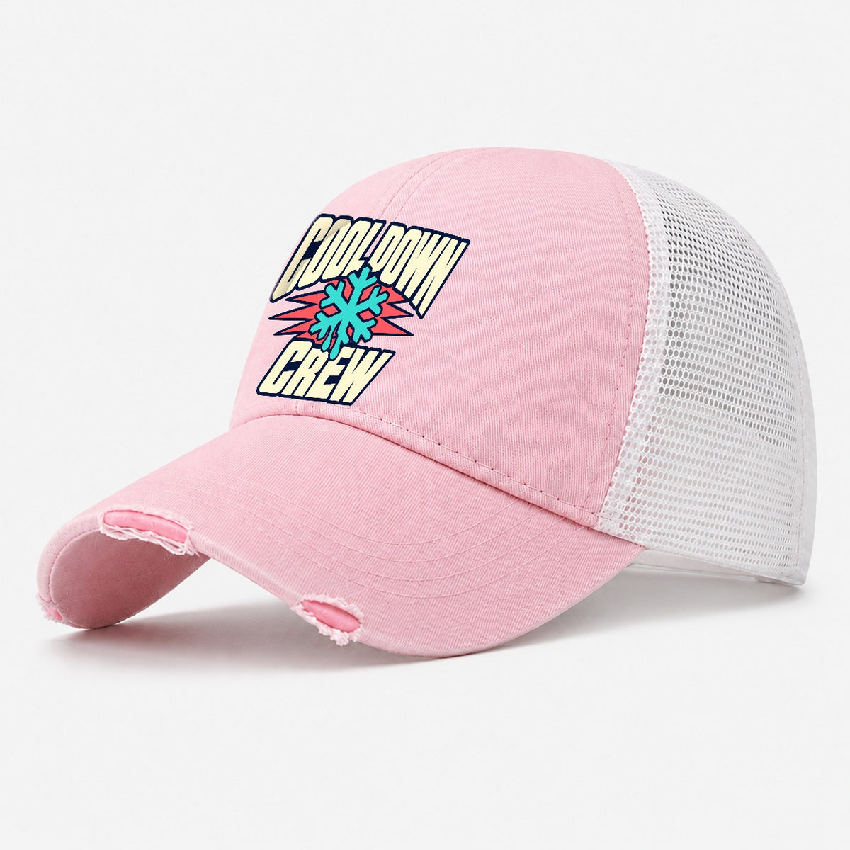 Cool Down Crew 90S Running Clubs Washed Trucker Hat – Light Pink