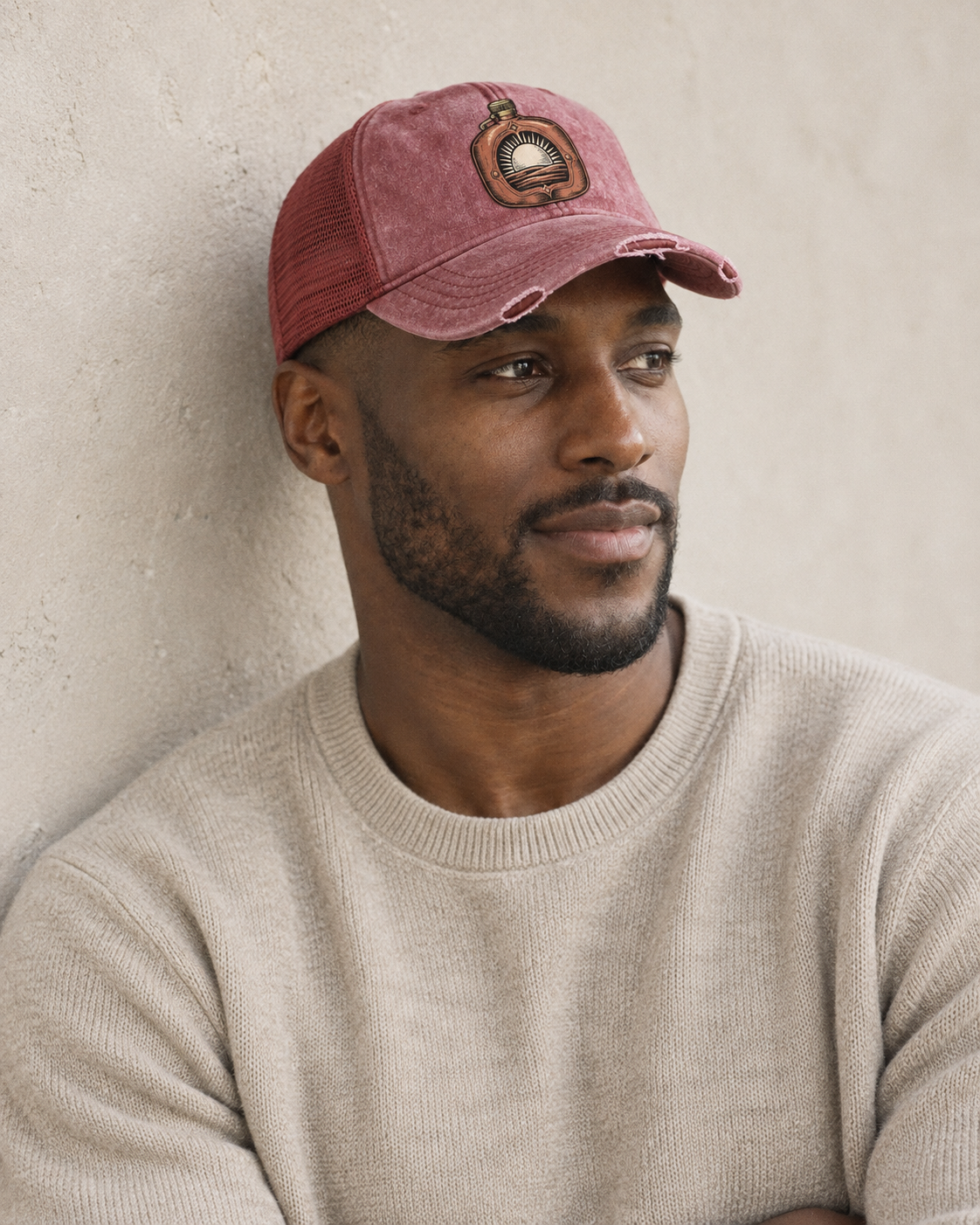 Model wearing the cap