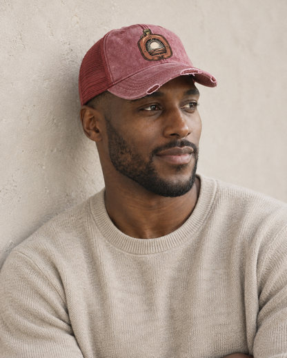 Model wearing the cap