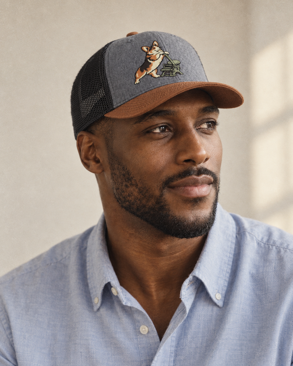 Model wearing the cap