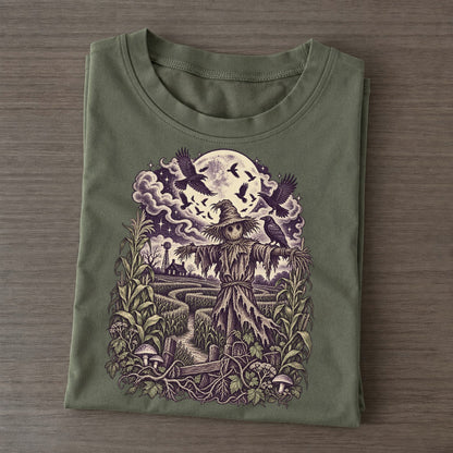 Cornfield Scarecrow Crows Midnight Haunt Classic T-shirt – Army Green