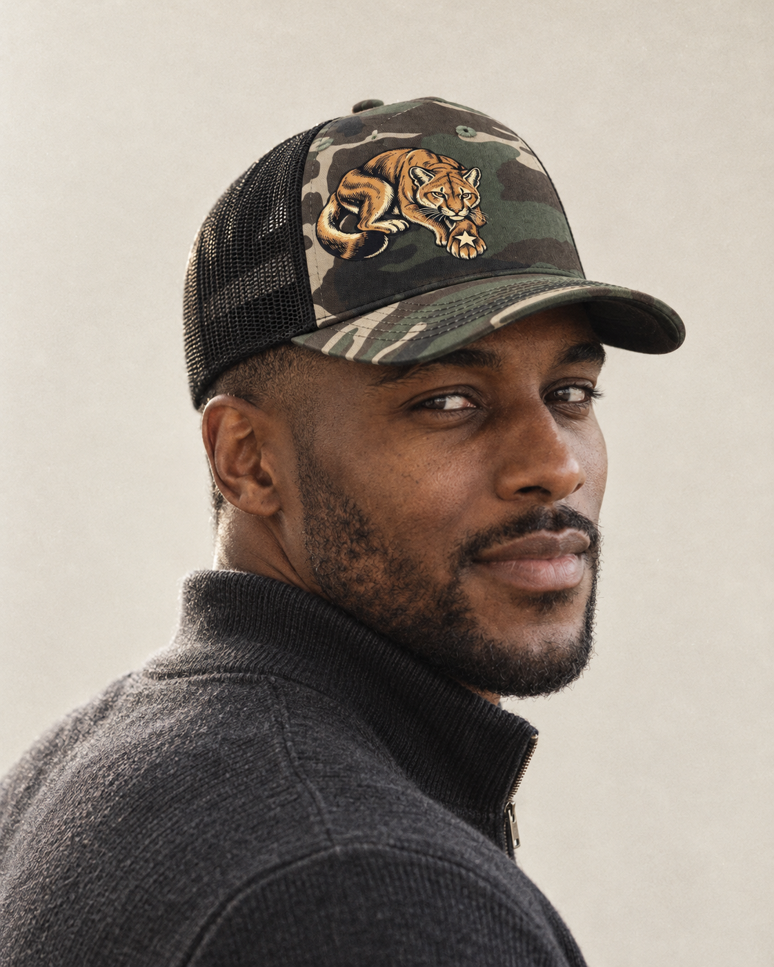 Model wearing the cap